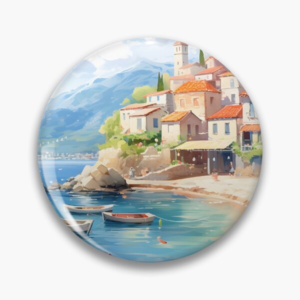 Item preview, Town Tranquility: Watercolor Seaside View designed and sold by Shirtastically.