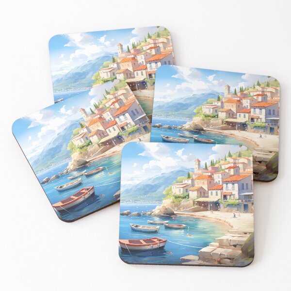 Item preview, Town Tranquility: Watercolor Seaside View designed and sold by Shirtastically.