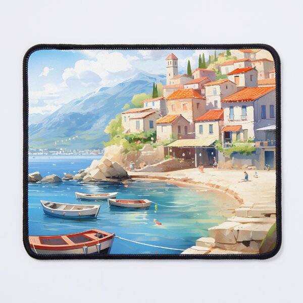 Item preview, Town Tranquility: Watercolor Seaside View designed and sold by Shirtastically.