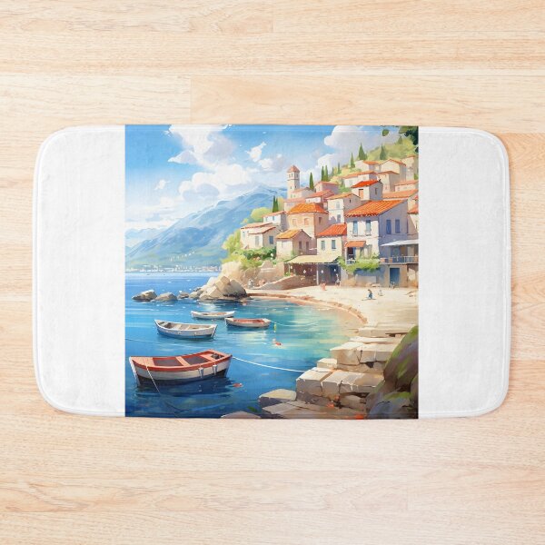 Item preview, Town Tranquility: Watercolor Seaside View designed and sold by Shirtastically.