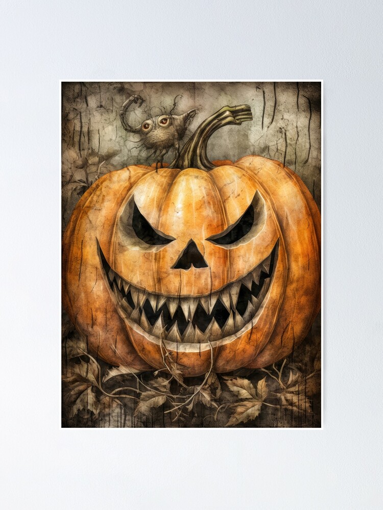 Scary Halloween Pumpkin design Gift For Halloween Party Jigsaw