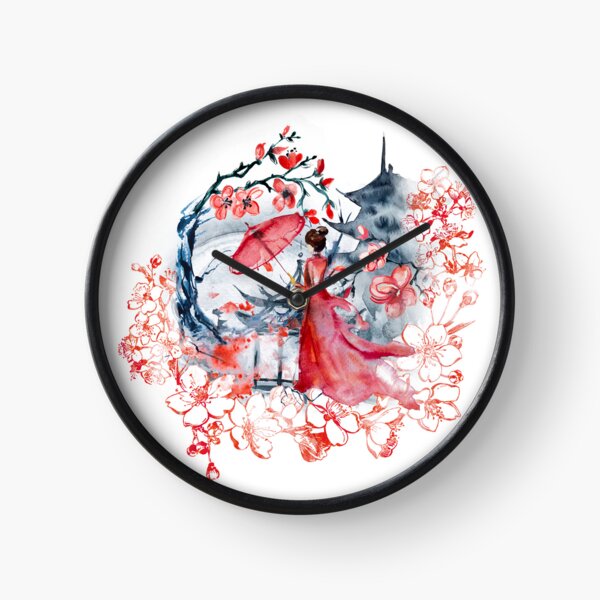 Geisha Spring Blossoms Clock