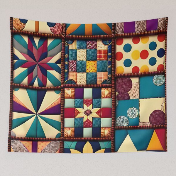 Item preview, Patchwork pattern colorful and autumnal designed and sold by depthsofthemind.