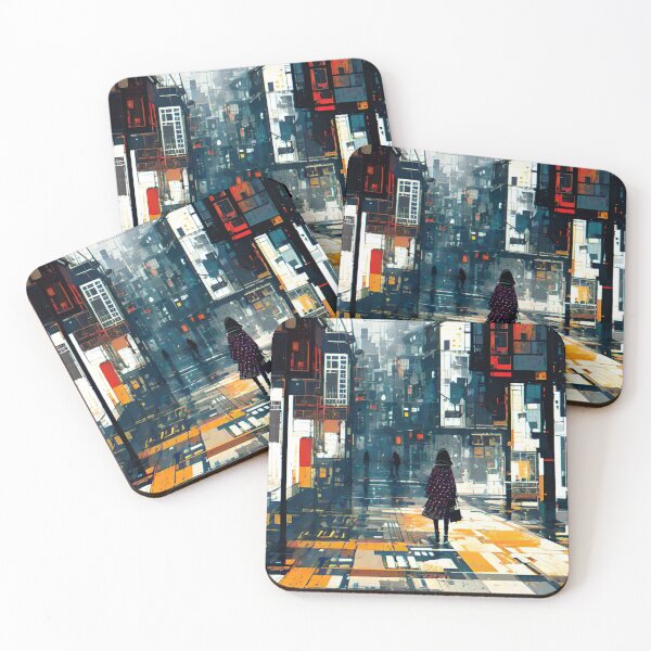 Item preview, Stylized abstract image of a woman in the city designed and sold by depthsofthemind.