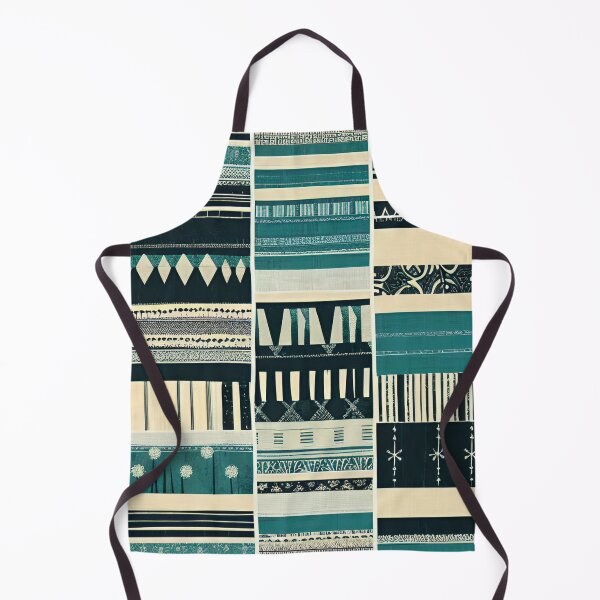 Item preview, Pattern in eggshell yellow, turquoise with different shapes designed and sold by depthsofthemind.