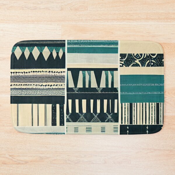 Item preview, Pattern in eggshell yellow, turquoise with different shapes designed and sold by depthsofthemind.