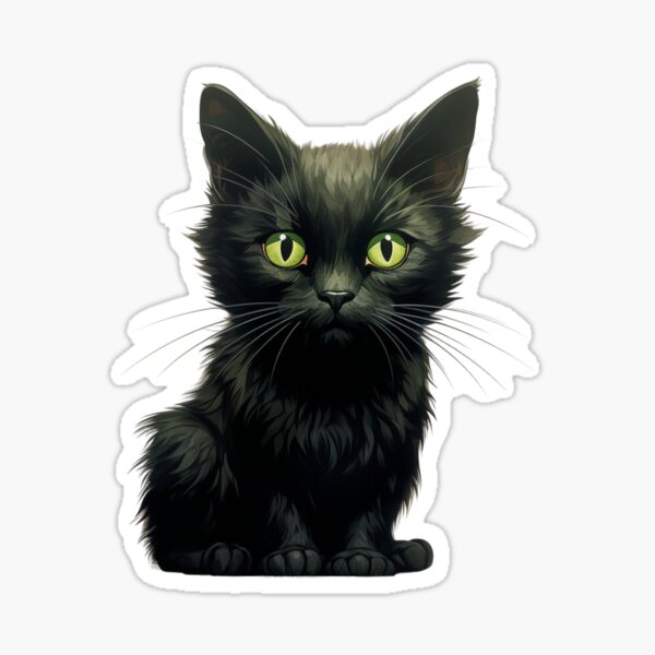 Black Cat Sticker, Phone Sticker, Cat Laptop Sticker, Car Sticker, Bumper  Sticker, Vinyl Sticker, Cute Cat, Green Eyes, Good Luck