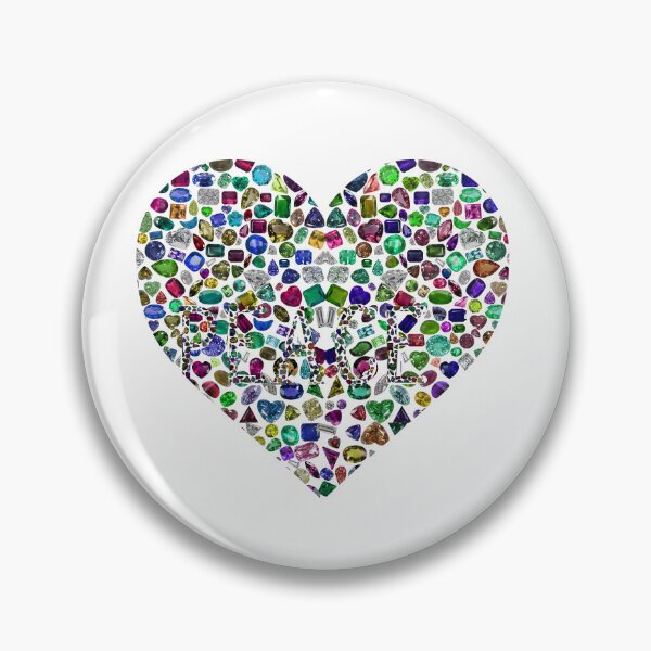 Item preview, Big Heart Peace and Love composed with Gemstones and Diamonds designed and sold by DigitalGemArt.