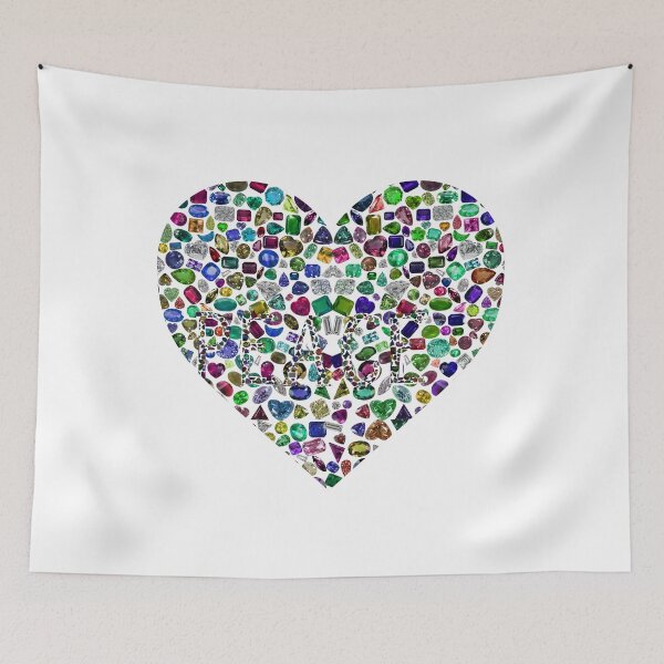Item preview, Big Heart Peace and Love composed with Gemstones and Diamonds designed and sold by DigitalGemArt.
