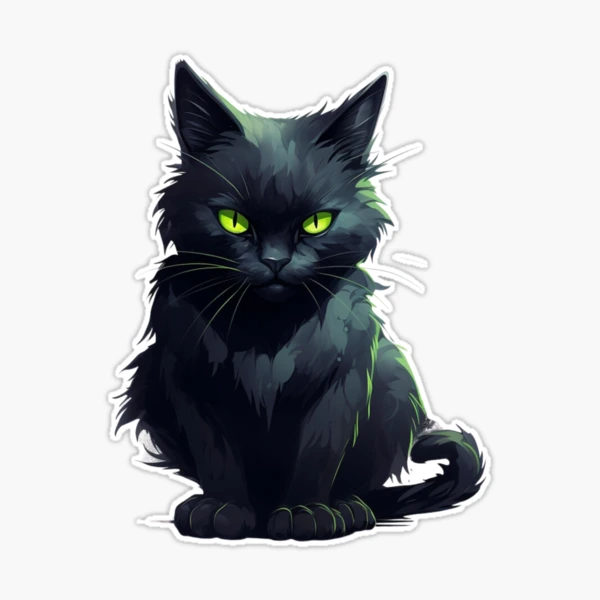 Black Cat Sticker, Phone Sticker, Cat Laptop Sticker, Car Sticker, Bumper  Sticker, Vinyl Sticker, Cute Cat, Green Eyes, Good Luck