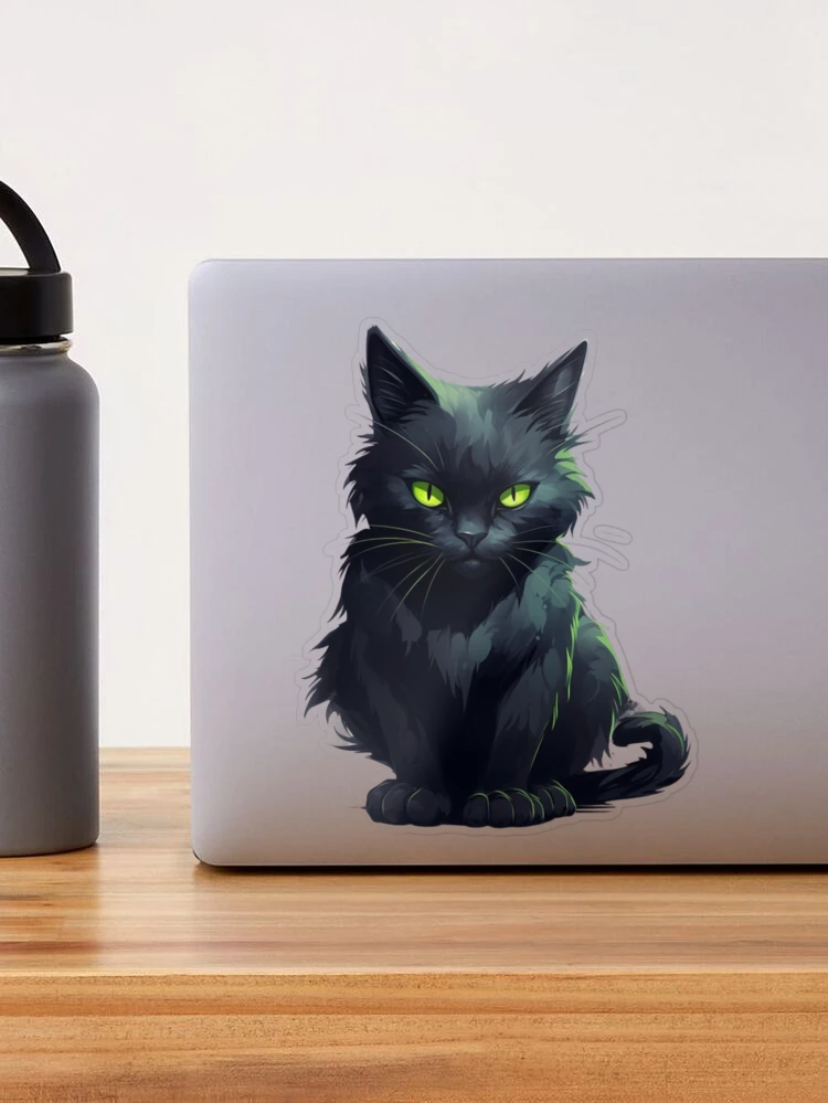 Black Cat With Green Eyes Sticker for Sale by PrzemekJAS