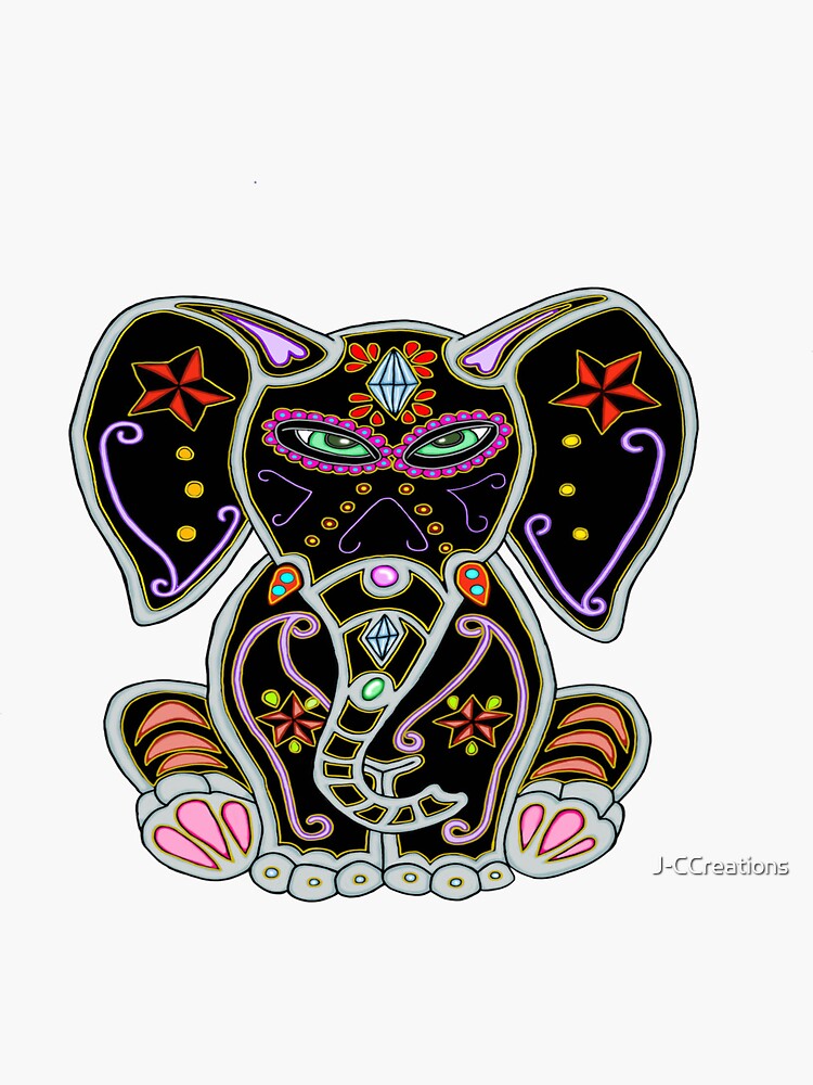 sugar skull elephant figurine