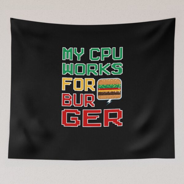 Item preview, CPU Brain Pixel Hamburger Cheeseburger designed and sold by Printed-Memes.