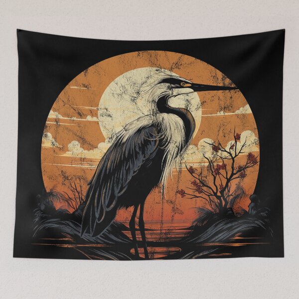 Item preview, A White Heron - Vintage Distressed Street Art Bird designed and sold by GVRDesign.
