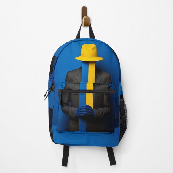Item preview, Blue and yellow magician in the elegant style of minimalist surrealism designed and sold by AI-Only Creations.