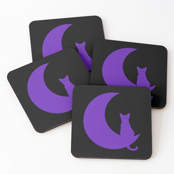 Item preview, Purple Cat and Moon designed and sold by AilurosLunaire.