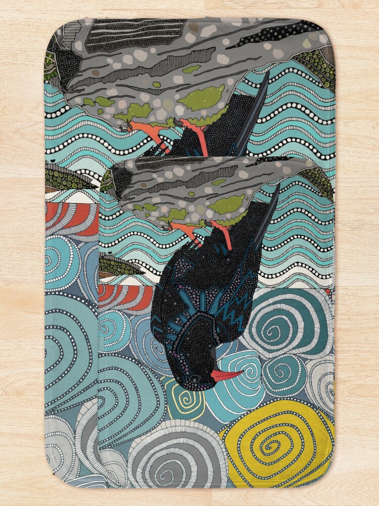 Thumbnail 5 of 6, Bath Mat, Cornwall chough designed and sold by scrummy.