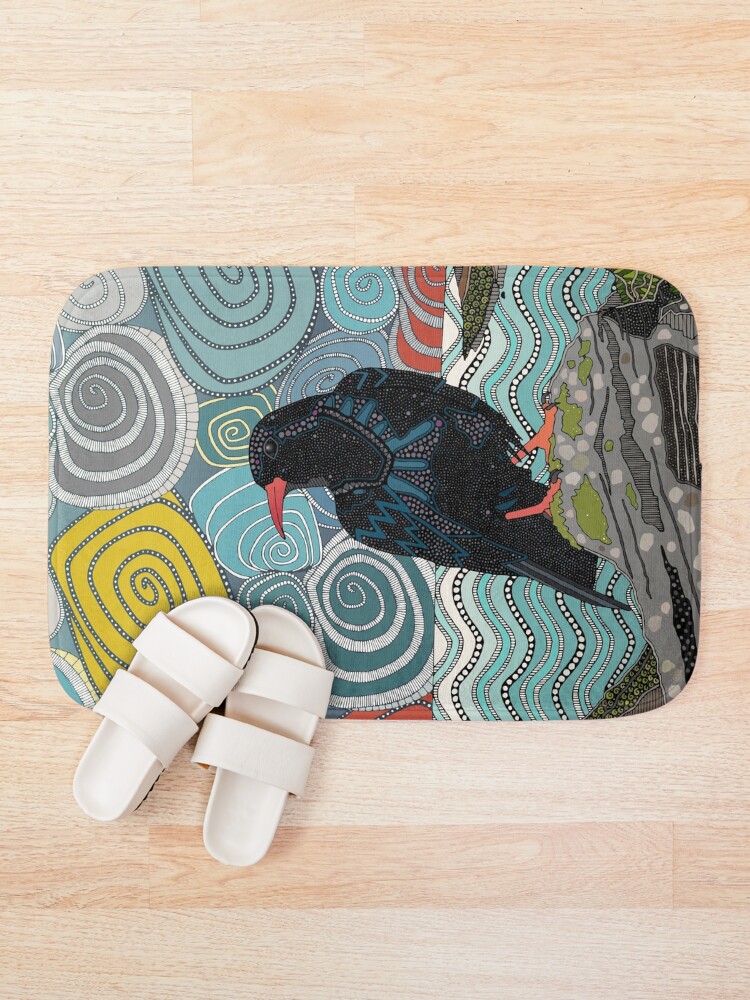 Thumbnail 1 of 6, Bath Mat, Cornwall chough designed and sold by scrummy.