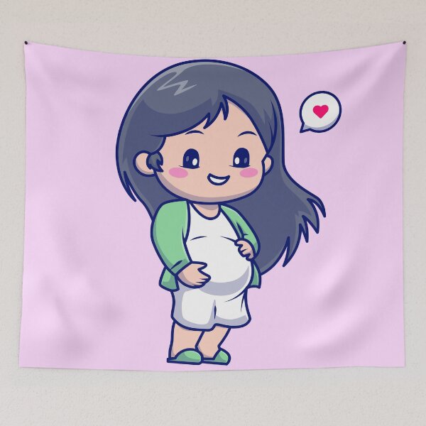 Item preview, Cute Pregnant Mother Cartoon Vector Icon designed and sold by hjian8219.