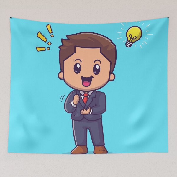 Item preview, Cute Man with Idea Cartoon Vector Icon designed and sold by hjian8219.