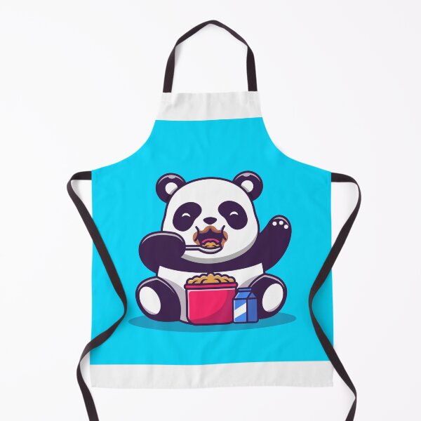 Aperçu de l'œuvre Panda mignon, manger des céréales pour le petit déjeuner dessin animé Vector Illustration créée et vendue par hjian8219.