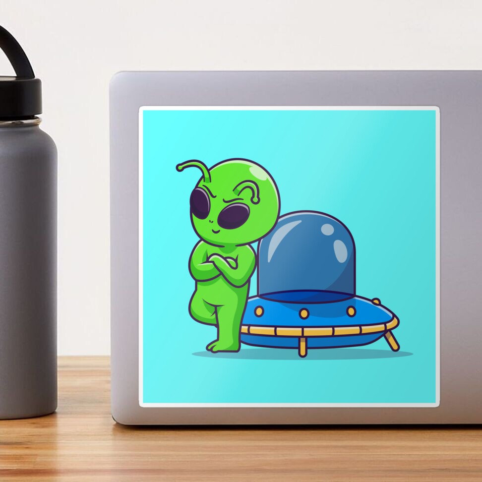 Bonito alien lean na ilustração do ícone do vetor dos desenhos animados  ufo. conceito de ícone de tecnologia de ciência isolado