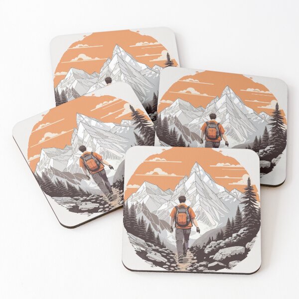 Item preview, man hiking a trail through the mountains designed and sold by DRAGON FIRE.