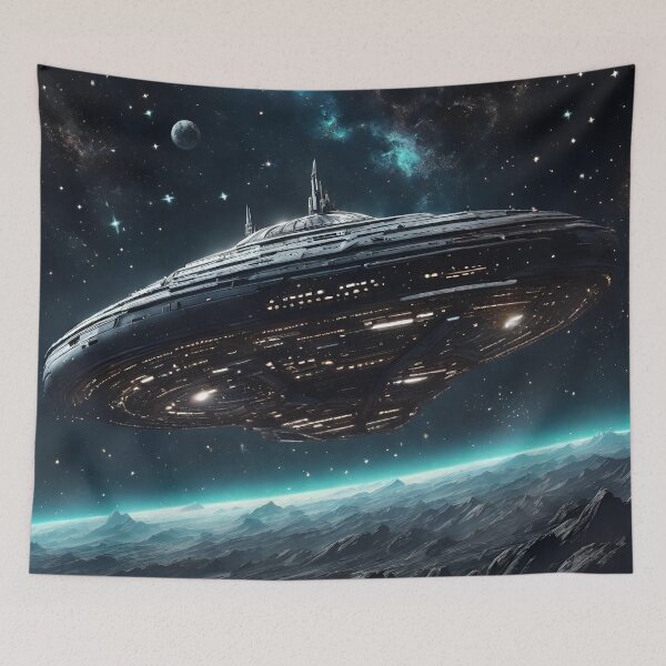 Item preview, Spaceship On The Edge Of Darkness designed and sold by Roanemermaid.