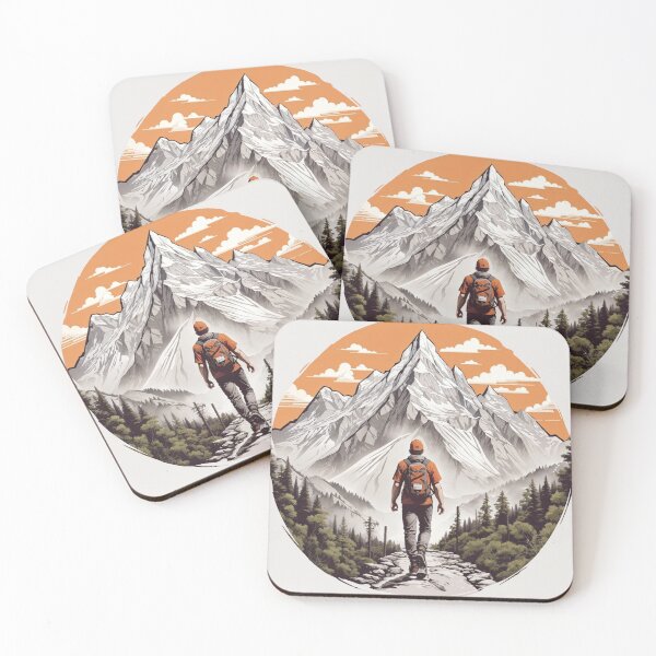 Item preview, man hiking a trail through the mountains designed and sold by DRAGON FIRE.