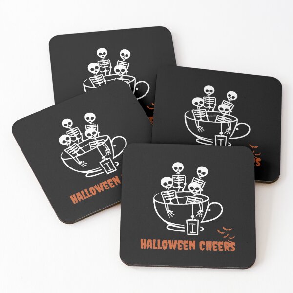 Item preview, Halloween Cheers Skeletons in Coffee Cups designed and sold by devma.