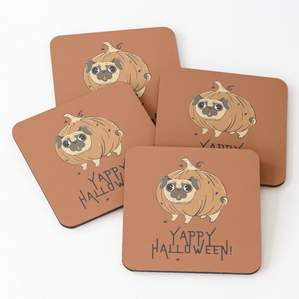 Item preview, Yappy Halloween Pug Dog Wearing Pumpkin Costume designed and sold by CarleLS.