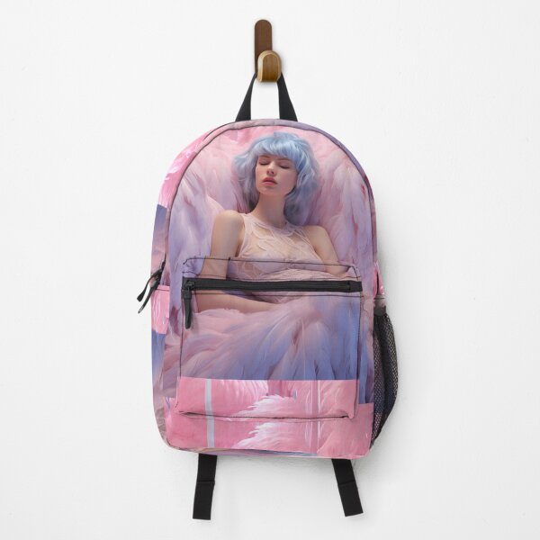 Item preview, Fashion photography of a woman sleeping in pink feathers in the style of monochromatic serenity designed and sold by AI-Only Creations.