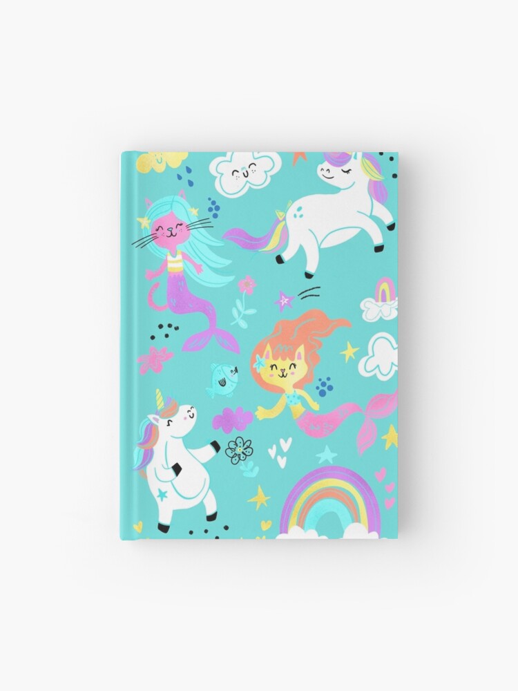 Cute Purrmaid Cat Mermaid  Hardcover Journal for Sale by Goosi