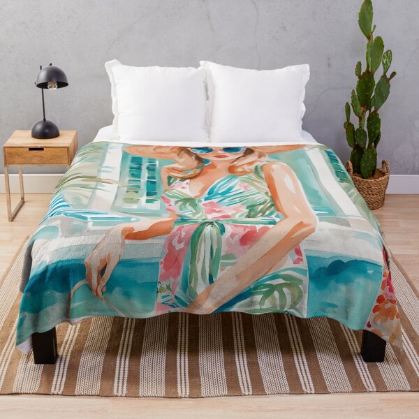 Item preview, Girl in preppy outfit near the swimming pool designed and sold by SophieClimaArt.