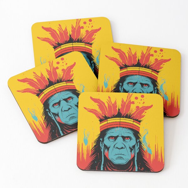 Item preview, Earth God | Vibrant Tribal Chief Portrait | Intense Native Leader Artwork designed and sold by mindexploration.