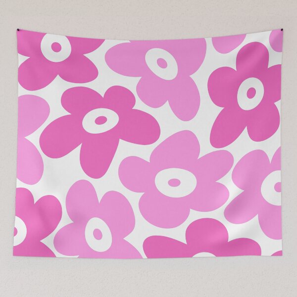 Item preview, Pink And White Retro 1960's Happy Flower Pattern designed and sold by DEC02.