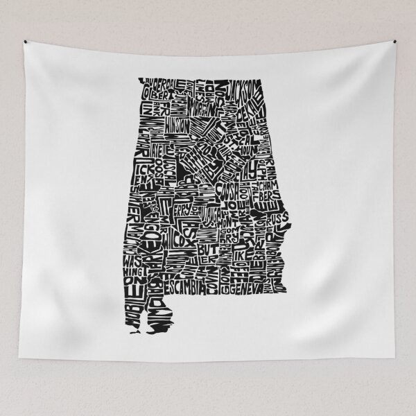 Item preview, Alabama typographic map designed and sold by capowcapow.
