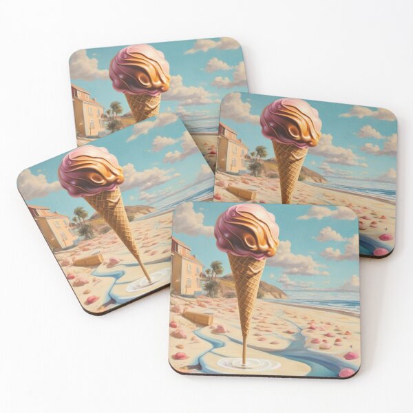 Item preview, Ice cream beach surrealist painting designed and sold by druidwolfart.