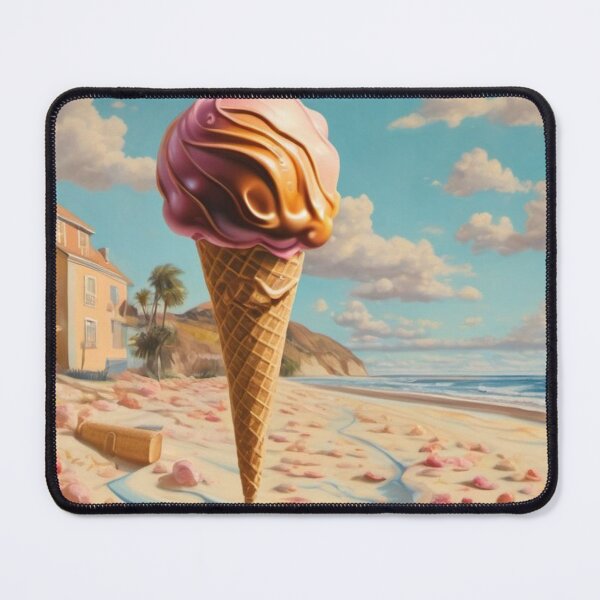 Item preview, Ice cream beach surrealist painting designed and sold by druidwolfart.