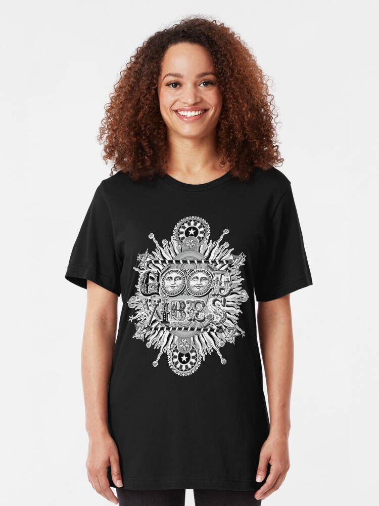 Alternate view of GOOD VIBES >> T-SHIRT , APPAREL, STICKER ,CLOCK, ETC Slim Fit T-Shirt
