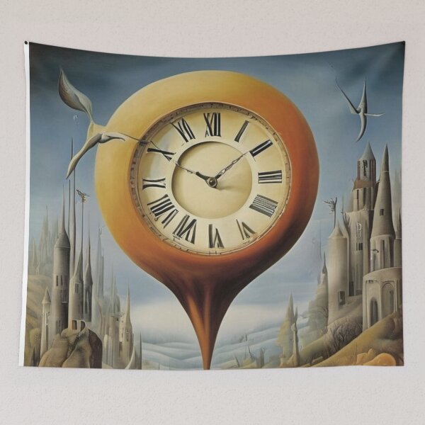 Item preview, Melting Clock surrealist painting designed and sold by druidwolfart.