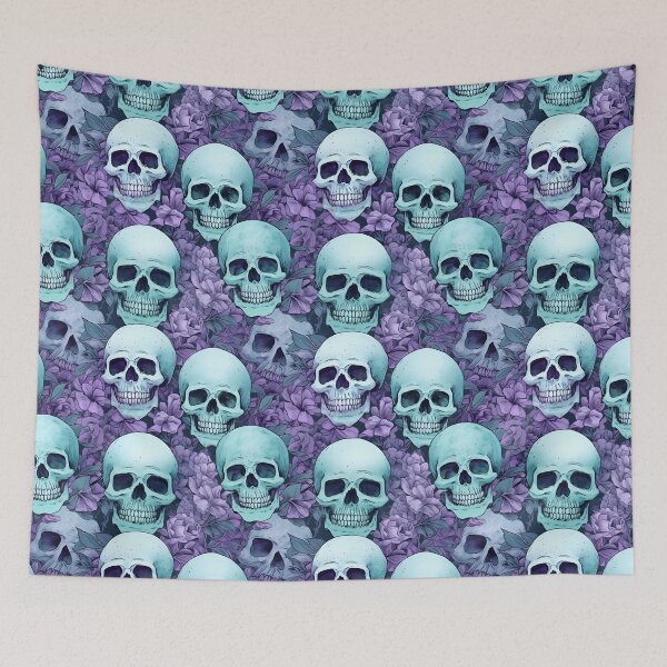 Item preview, Lavender and Teal Skulls Composite Overlay Pattern #1 designed and sold by ARTficiallyAnon.