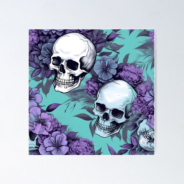 Item preview, Lavender and Teal Skulls Composite Overlay Pattern #2 designed and sold by ARTficiallyAnon.