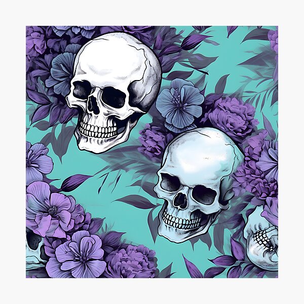 Item preview, Lavender and Teal Skulls Composite Overlay Pattern #2 designed and sold by ARTficiallyAnon.
