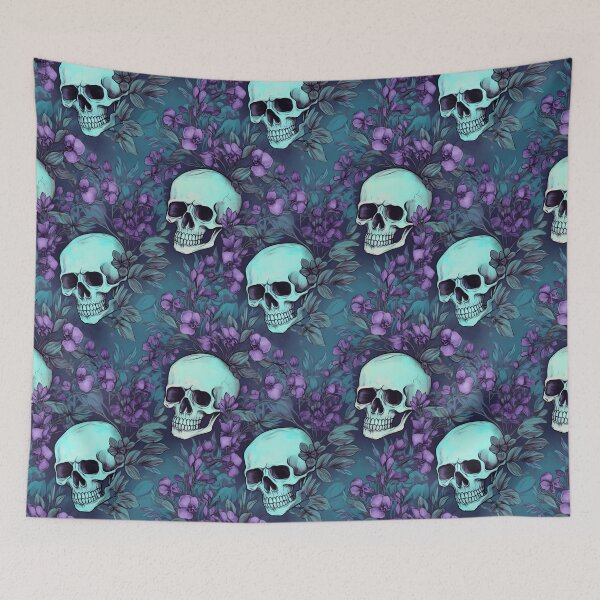 Item preview, Lavender and Teal Skulls Composite Overlay Pattern #3 designed and sold by ARTficiallyAnon.