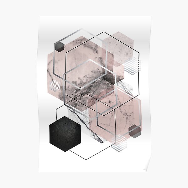 Blush and Grey Geometric Poster