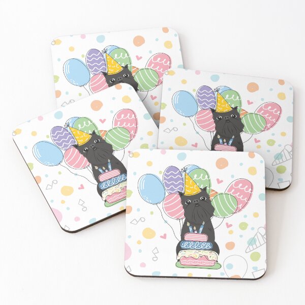 Item preview, Black Brussels Griffon Cropped Ears Dog Birthday Party designed and sold by Lulupainting.