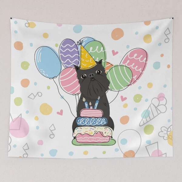 Item preview, Black Brussels Griffon Cropped Ears Dog Birthday Party designed and sold by Lulupainting.