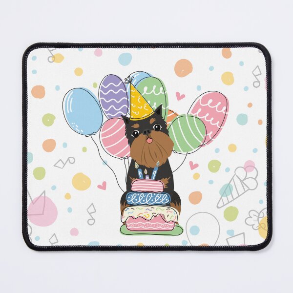 Item preview, Black Tan Brussels Griffon Cropped Ears Dog Birthday Party designed and sold by Lulupainting.