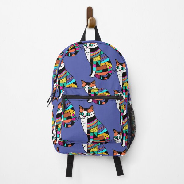 Item preview, Patchwork Striped Cat Modern Art designed and sold by ArtMeetsPizza.